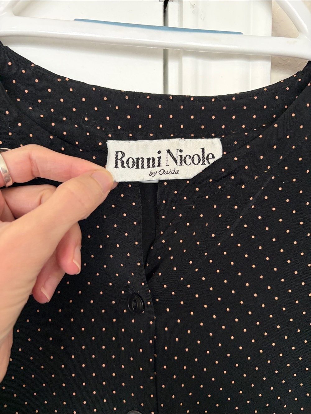 Vintage Black Polka Dot Button-Front Women’s Top - Picture 2 of 7